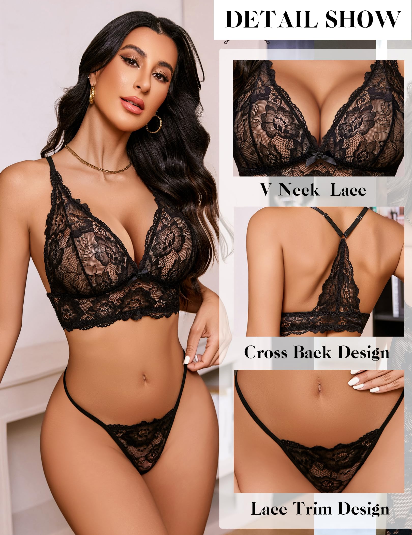 Avidlove Womens Lingerie Set Lace Bralettes Set 2 Piece Bra and Panty Sets Nightwear Outfits S-XXL