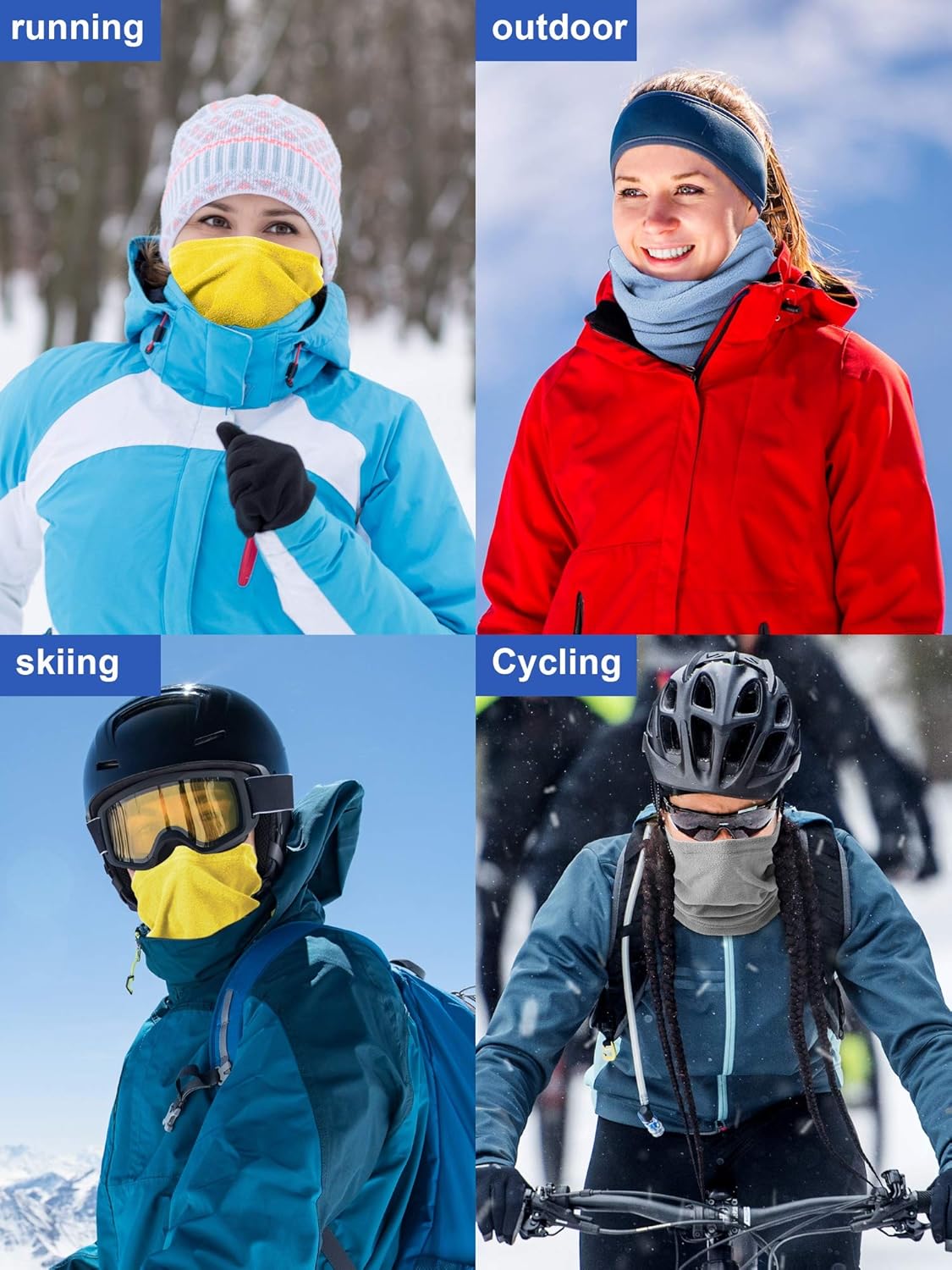 SATINIOR 6 Pack Winter Ski Fleece Neck Warmer Face Gaiter Skiing Snowboarding Windproof Neck Gaiter for Man Woman - Image 6