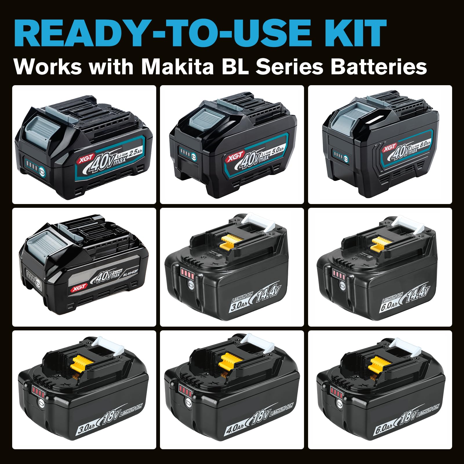 1500Nm Avvitatore a Impulsi Senza Filo 18V per Batteria Makita, 1/2" Utensile a 3 Velocità, Alta Coppia, Motore Senza Spazzole per Rimozione Pneumatici, Viti Arrugginite (Senza Batteria)