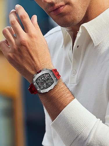 Miniatura 6 de TSAR BOMBA Relojes para hombre, reloj cuadrado de lujo para hombre, cronógrafo, 164.0 ft, resistente al agua, cristal de zafiro, movimiento de