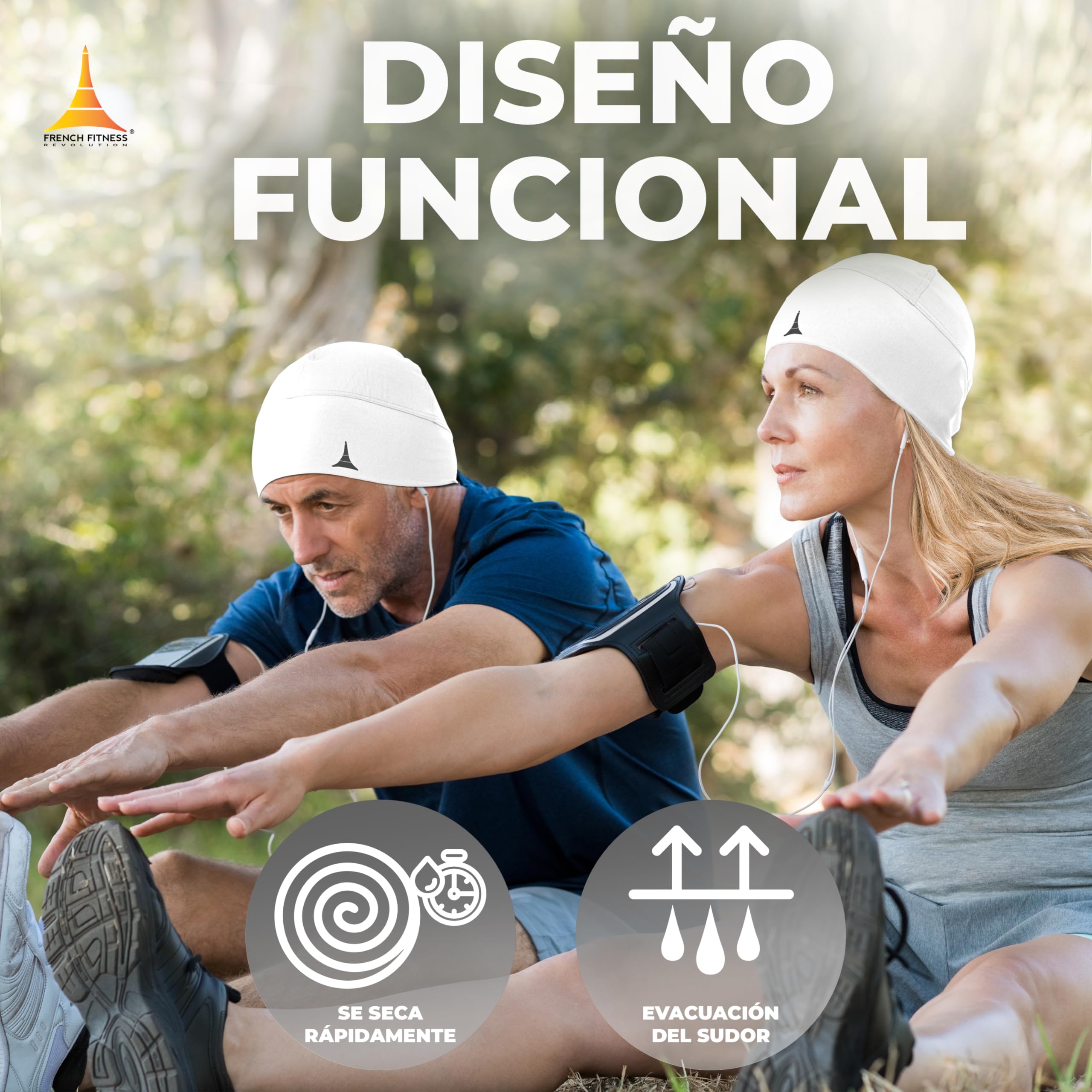 French Fitness Revolution - Gorro para Correr, Forro de Casco para el Running - Retención Térmica Óptima y Absorción de la Humedad - Ideal para Llevar Debajo del Casco