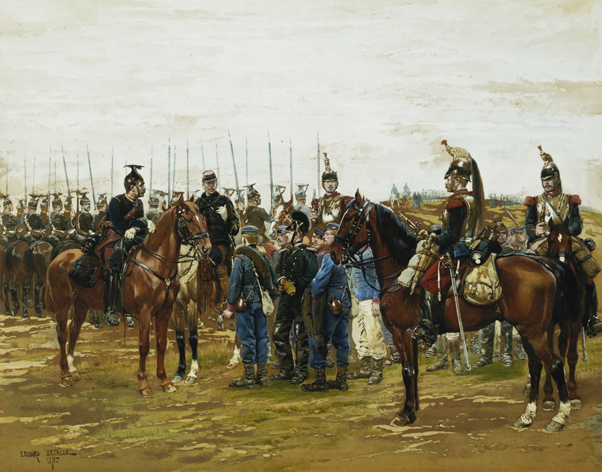 SERENDIPITP Vintage Wall Art Canvas Nordic Poster Canvas Print Picture French Cuirassiers Holding Bavarian Soldiers Captive by Jean Baptiste Edouard Detaille Wall Art Poster for Home Decor 60x90cm