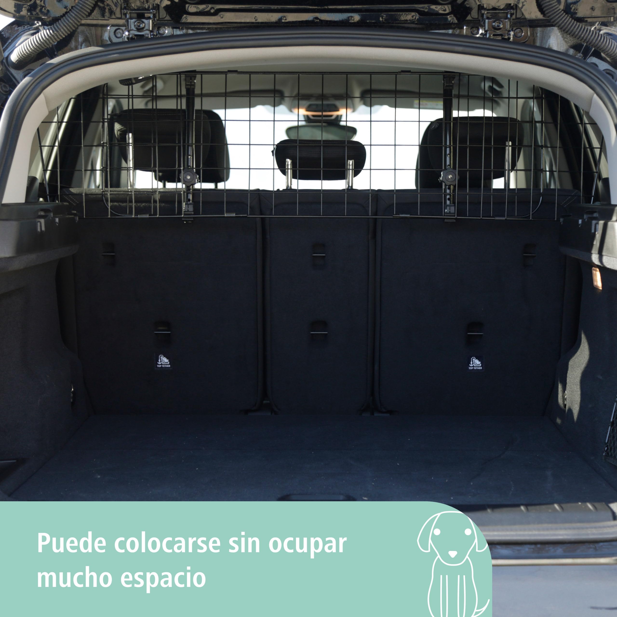 Kerbl Pet Puerta de Seguridad para automóviles, protección para el Transporte, Divisor, Negra, 30 cm, 96-145 cm, de Metal, para Perros, Puerta Protectora para Maletero, Ancho Ajustable