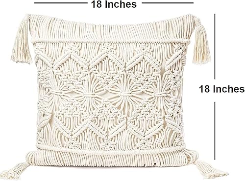 Miniatura 3 de Funda de cojín bohemia de macramé, funda de cojín para decoración de boda, 18 x 18 pulgadas, 1 pieza