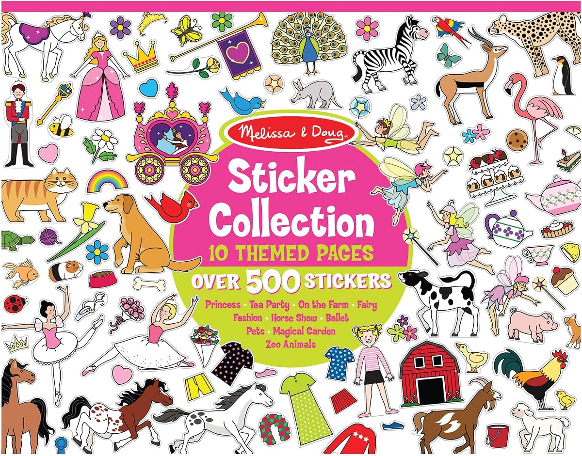 Libro de Colección de Pegatinas: Princesas, Fiesta del Té, Animales y Más - Más de 500 Pegatinas - Certificado FSC