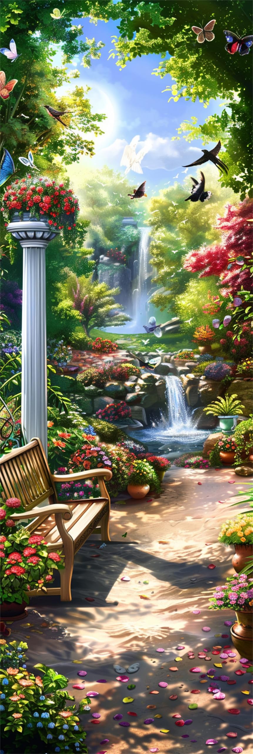 Malen Nach Zahlen Blumen, Kunst Malen Nach Zahlen Erwachsene DIY Paint by Numbers Anfänger Kinder Gemälde inklusive Pinsel und Acrylfarben Ölgemälde Leinwand Bastelset für Frau Geschenke,80x240cm -890