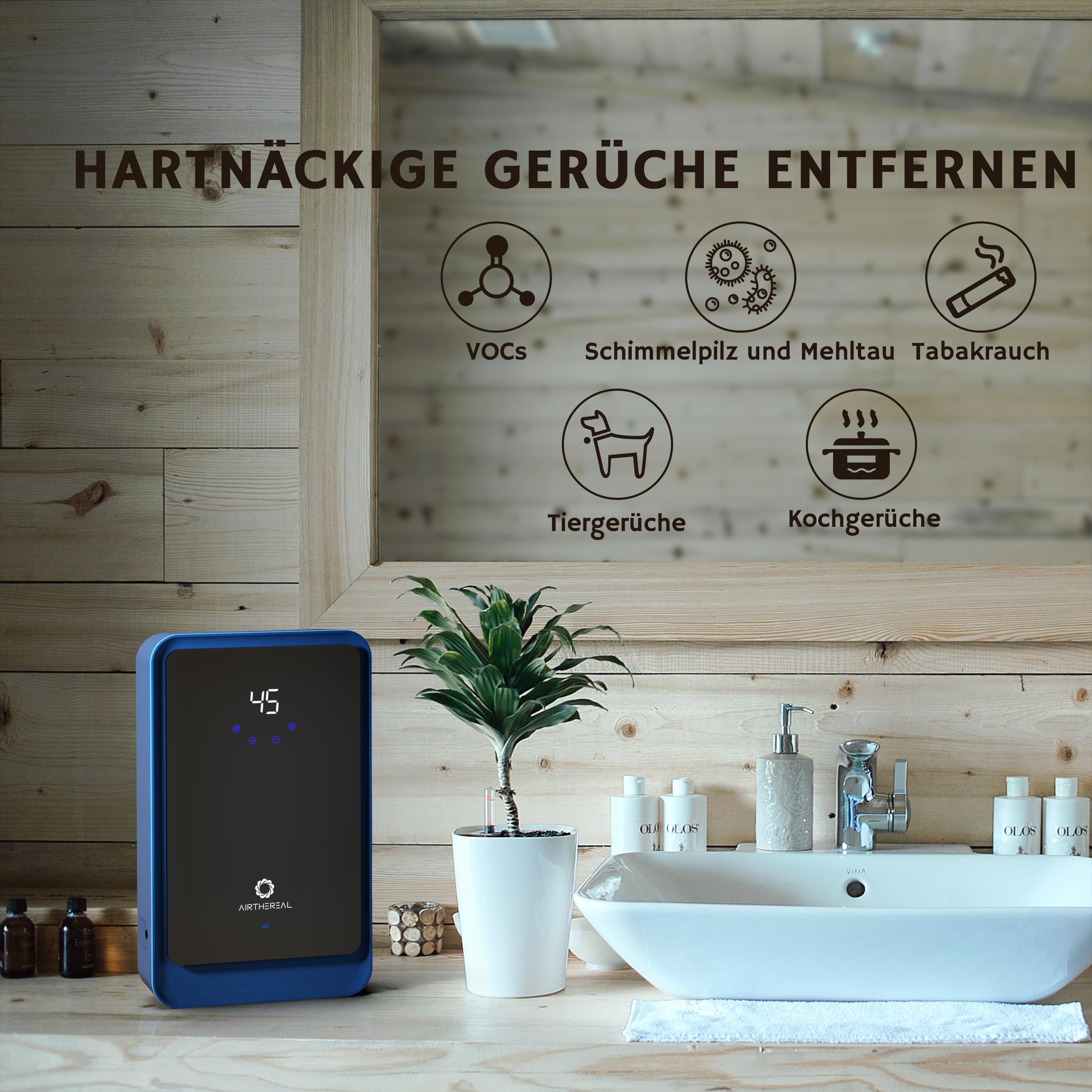 Airthereal AH1000 2-in-1 Ozongenerator & Ozongerät für Wasser und Luft, mit 2 Modi, Timer & Negativ-Ionengenerator – reinigt Wasser, Luft, Waschlappen sowie Obst & Gemüse