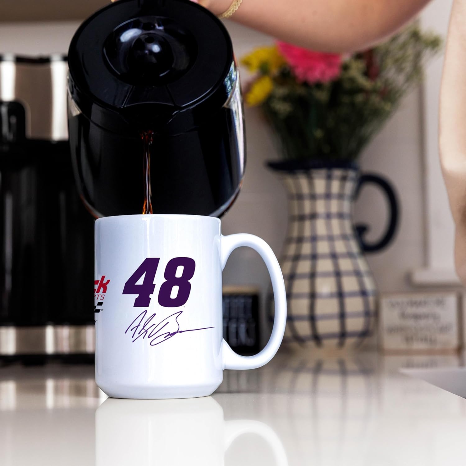 Logo Brands NASCAR Race Day Classic 15 oz Ceramic Coffee Mug - Microwave Safe | Bold Driver Colors | Ergonomic Handle | Great Gift For Fans