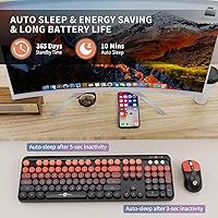 Vista 5 de Combo de teclado y mouse inalámbricos, teclado inalámbrico de tamaño completo de 2.4 GHz con teclas redondas para Windows, computadora, escritorio
