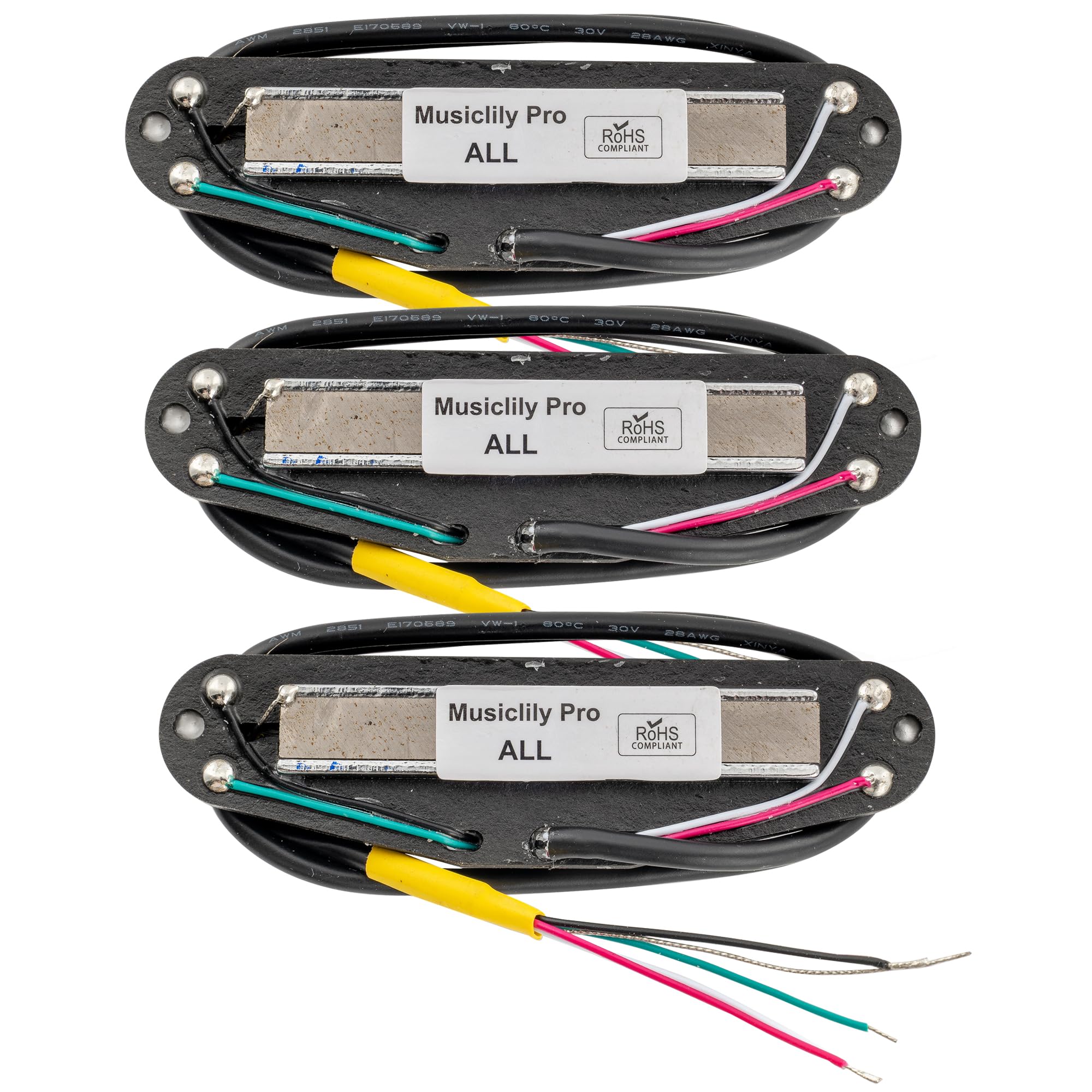 Musiclily Pro ST-DPHA Alnico 5 Humbucker Formato Single Coil Set Bianco 3pz | Rail Blade,Super Distortion, per Chitarra Elettrica tipo Strat,