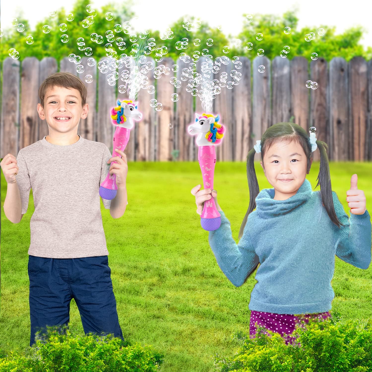 ArtCreativity Unicorn Bubble Wand, Light Up Unicorn Bubbles for Kids Ages 1-3, Bubble Blower for Toddlers with LED & Sound, Bubble Machine Great Gift Idea, Party Favor, Include Solution & Batteries