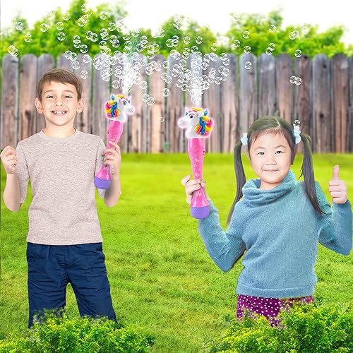 Miniatura 5 de ArtCreativity - varita para cetro de burbujas de unicornio (12.5 pulgadas, incluye solución y baterías), diseño de burbujas con luces LED coloridas,