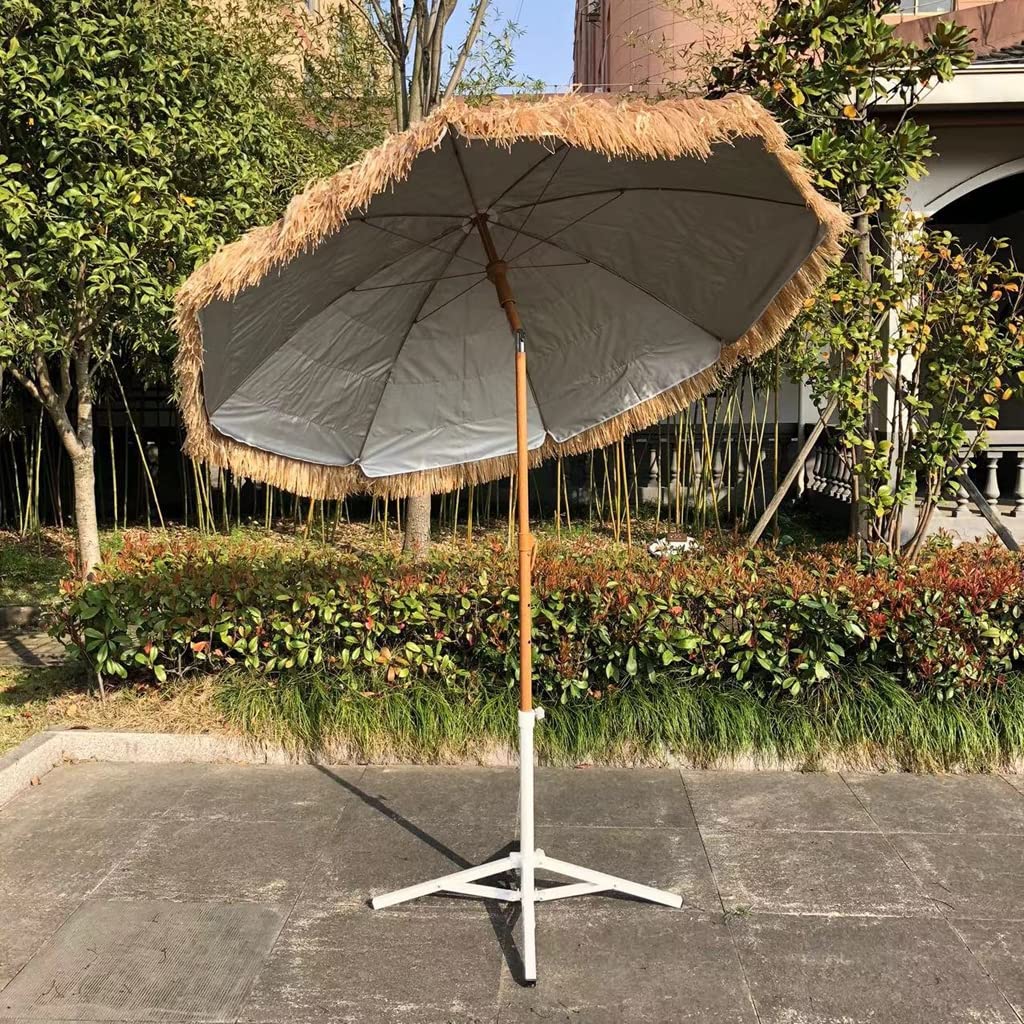 ZHIFENGLIU Outdoor Straw Umbrella, Garden Outdoor Parasol Beach Parasol Easy Assembly UV Protective, Beach Straw Parasol Umbrella for Patio Beach Pool