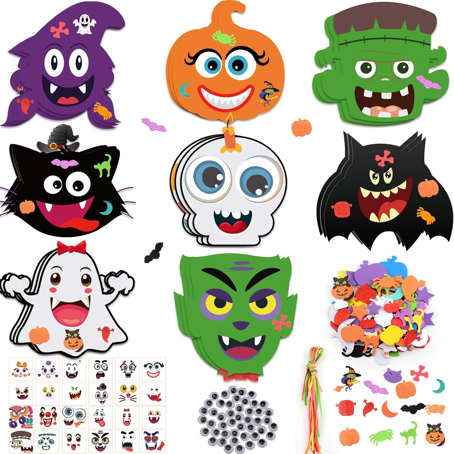 Halloween Craft for Kids, Halloween Foam Sticker with Face