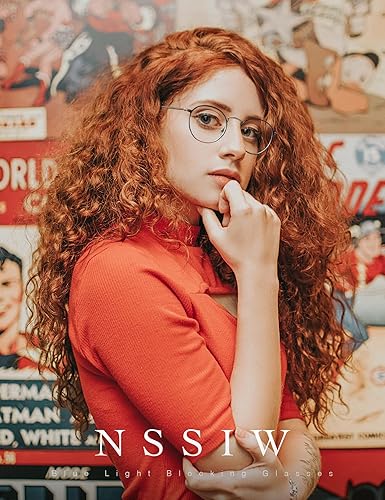 Miniatura 2 de NSSIW Blue Light Blocking Glasses for Men and Women, Fashion Round Glasses, Clear Lens with Anti Eyestrain UV Glare