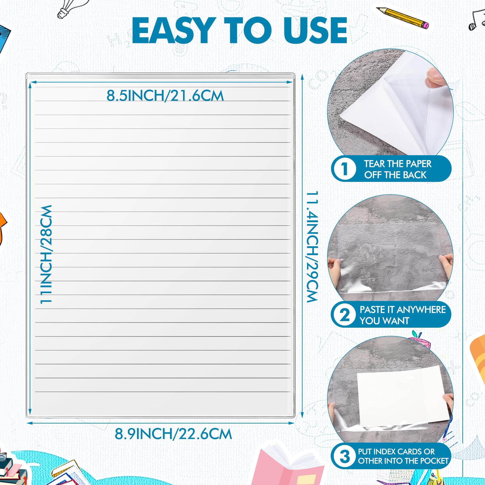 Outus Lot de 120 pochettes adhésives en plastique transparent pour ticket de travail, pour la maison, le bureau (21,6 x 27,9 cm)