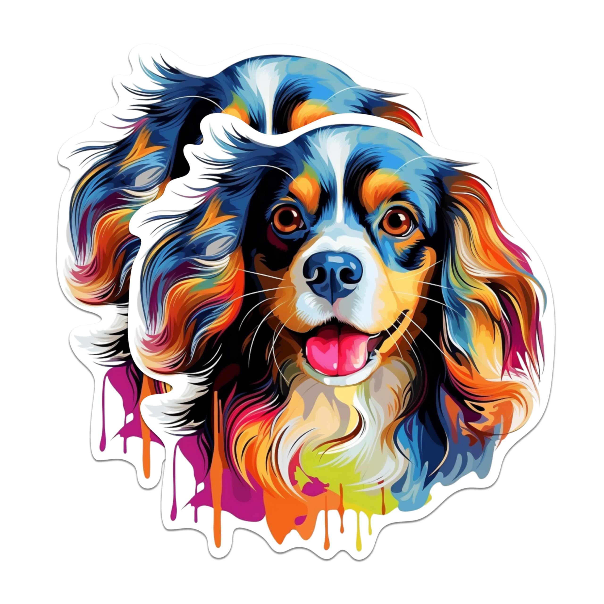 (2 Pack) Cavalier King Charles Spaniel Dog Breed Stickers - 5 Inches On Longest Side - Choose from Over 100 Dog Breeds - for Cars, Trucks, Skateboards, Laptops - Made in USA - BMCS1820