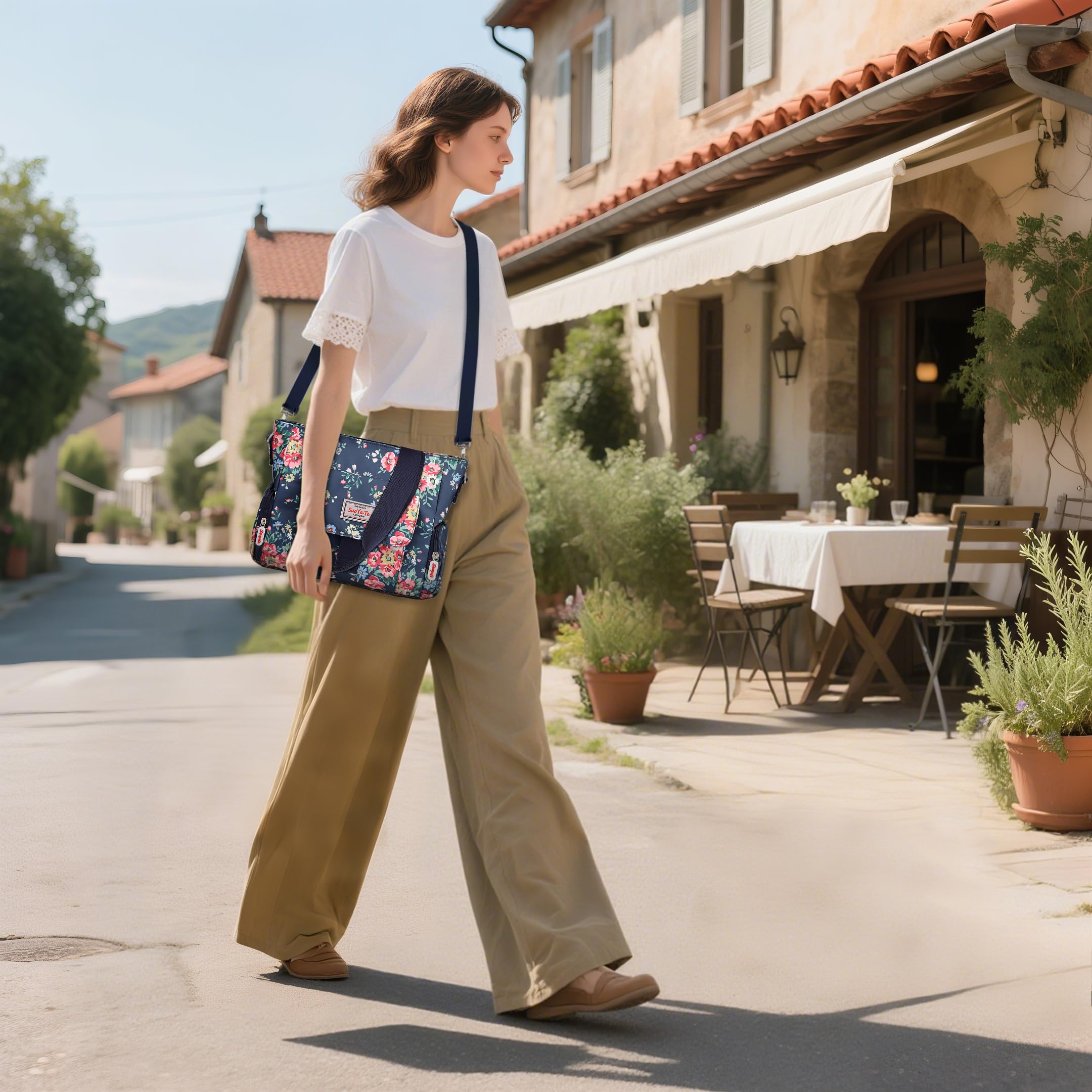Borsa a Mano Donna Borsa Tracolla Stampa di Moda Borsetta Grande Borse a Spalla Impermeabile Casuale Borsa Viaggio con Più Tasche