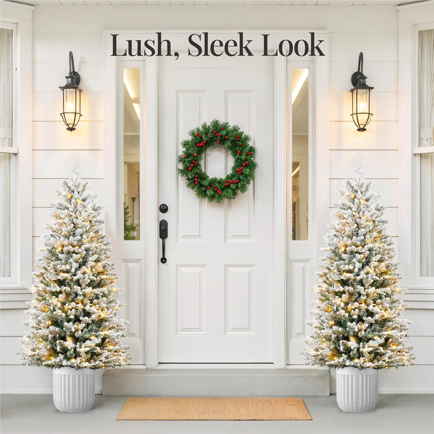Best Choice Products Prelit Potted Pencil Christmas Tree, 6Ft Flocked Realistic Artificial Lighted Holiday Décor, 250 Twinkling LEDs for Home, Porch