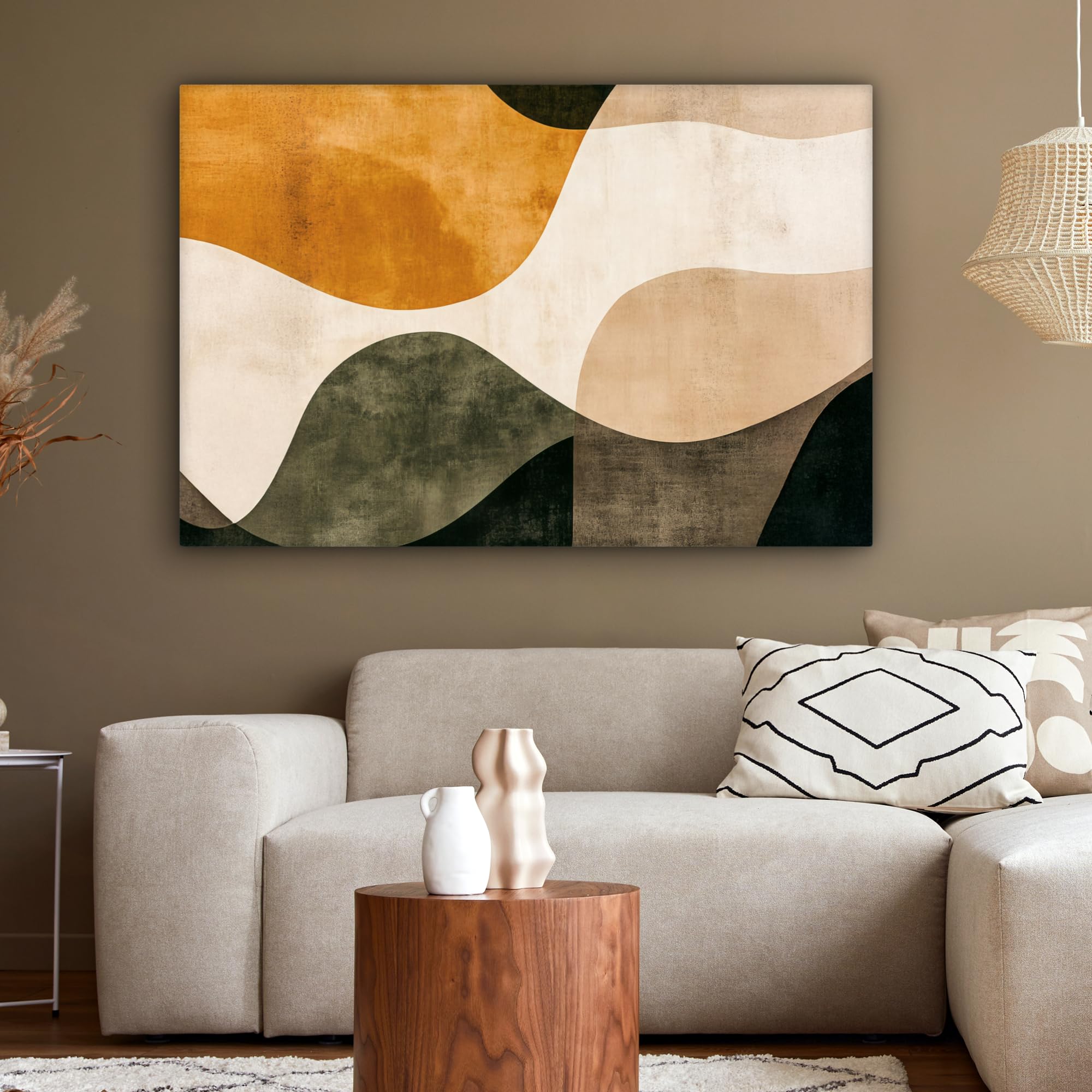 MuchoWow© Quadri Grandi Dimensioni 120x80 cm Quadretti Da Parete Quadro Moderno Camera Da Letto Stampa Foto Su Tela Soggiorno Cornice Decorazioni Forme - GialloOro - Astratto