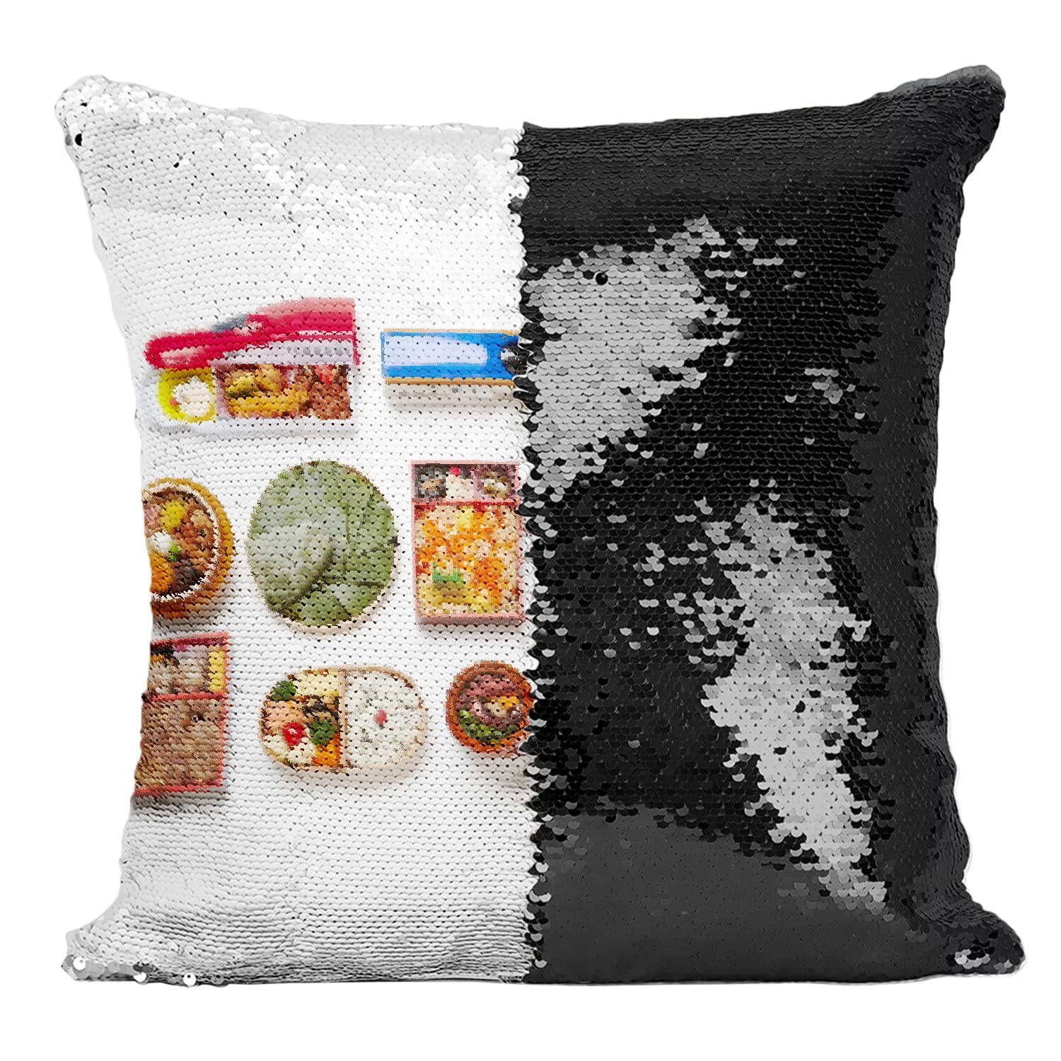 Coussin paillettes noir bento finitions haut de gamme