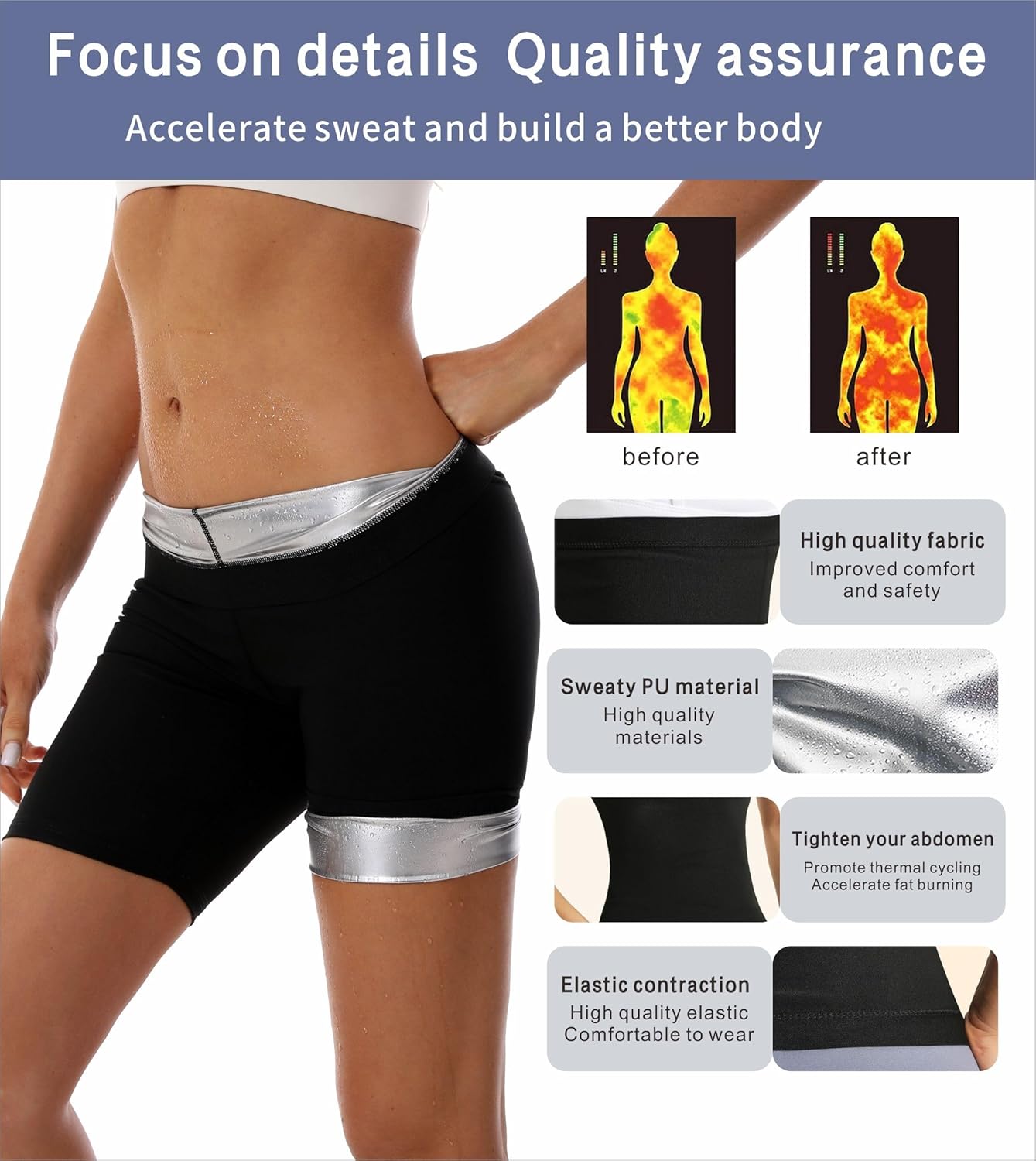 Women's Sauna Shorts High Waist Corset Sweat Enhancing Thermo Shorts for Weight Loss Workout Gym Fitness Shapewear - Image 5