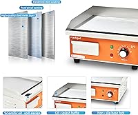 Vista 4 de 15.3 IN Nonstick Stainless Steel Electric Griddle Adjustable Temperature Control Flat Top Griddle For Resturant, Kitchen, Indoor, Outdoor, Camping