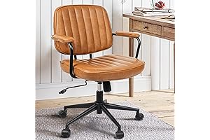 Arts wish Leather Brown Office Mid Century Chair with Wheels