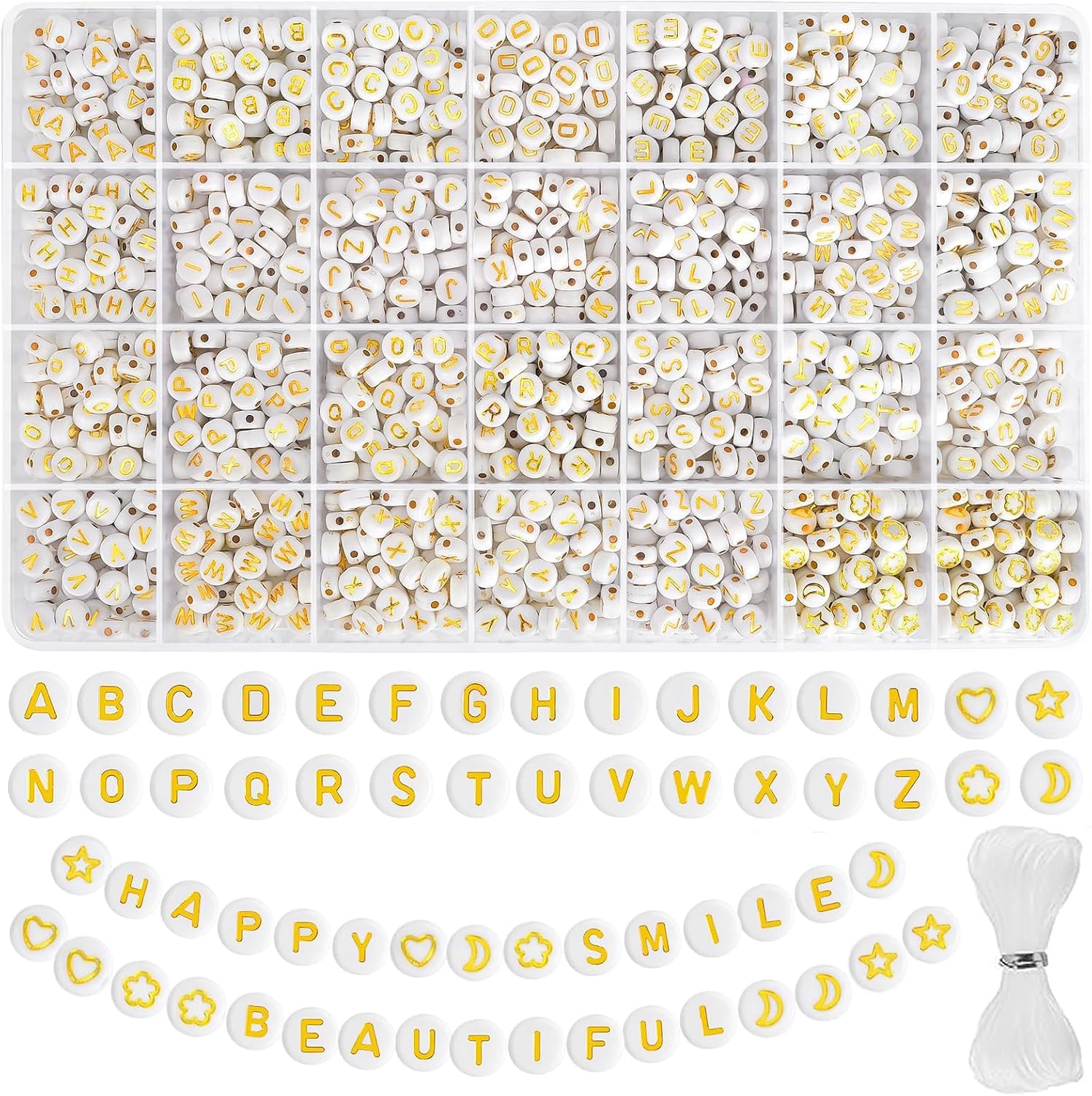 EUES 3mm Perlen für Armbänder,Bunte Perlen zum Auffädeln Set,Armbänder Machen Glasperlen mit Buchstabenperlen für DIY Armband Schmuckherstellung Kit