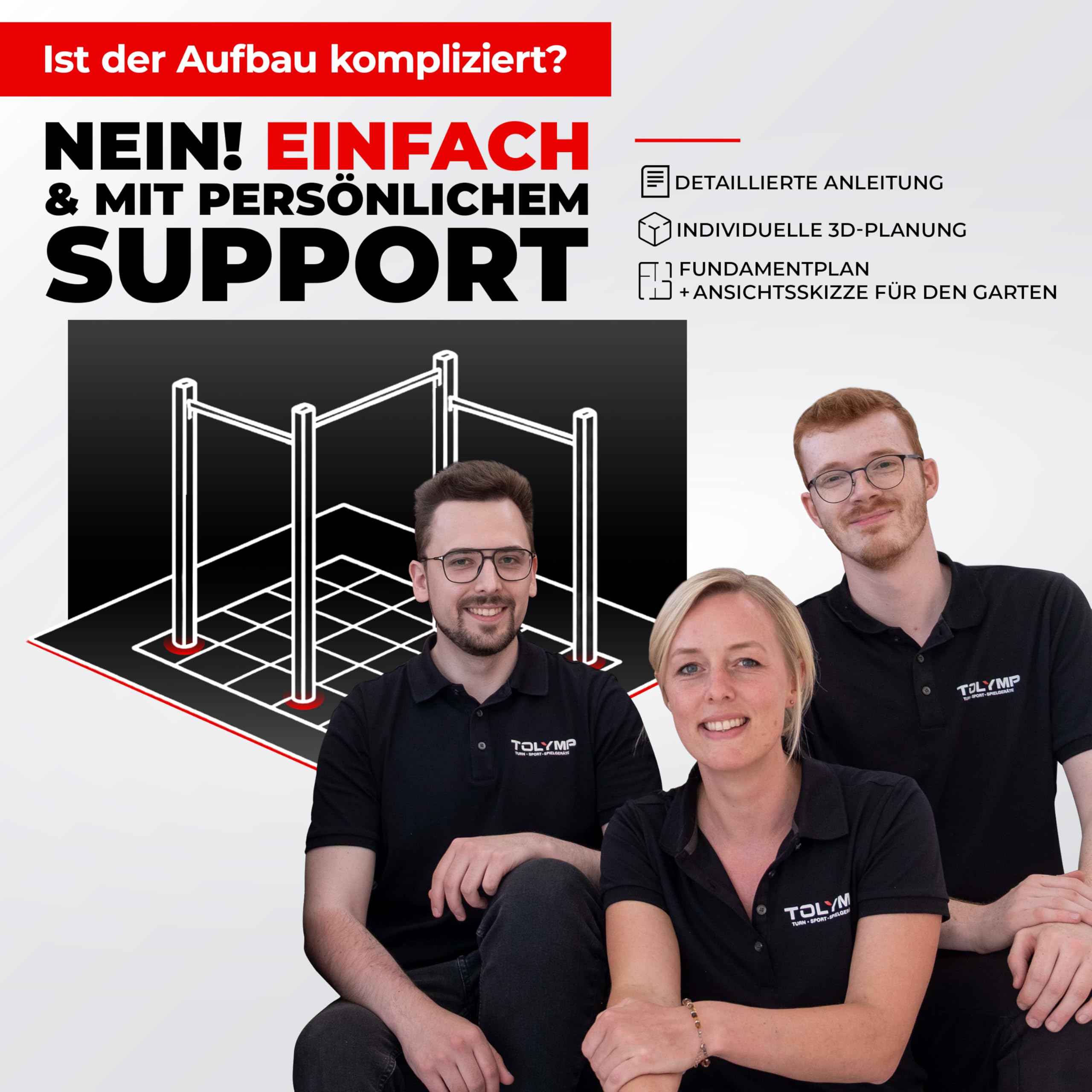 Doppel Reckstange Zugschwitze aus V2A Edelstahl/wetterfeste Klimmzugstange freistehend für Outdoor-Fitness/hochwertiges Turnreck für Garten/Doppelreck je bis 150 kg belastbar