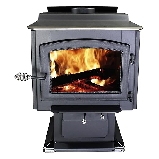 Ashley Hearth AW3200E-P 3,200 Sq. Ft. EPA Certified Pedestal Wood Burning Stove with Blower, Black