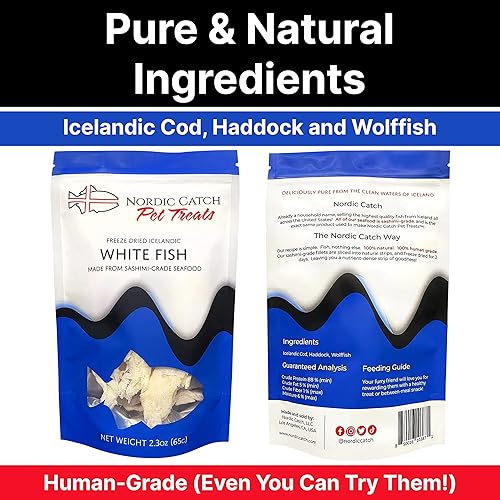 Miniatura 4 de Nordic Catch Golosinas de pescado liofilizado para mascotas de Islandia  Bocadillos puros de mariscos naturales para perros, gatos y otras mascotas