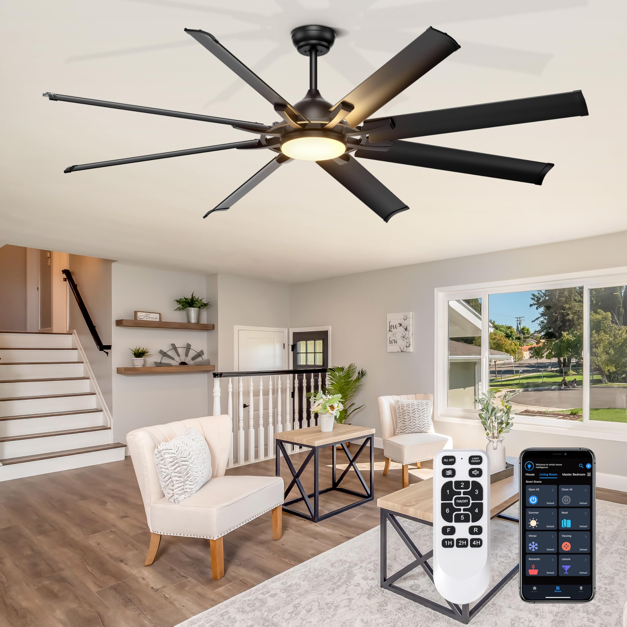 【新品未開封】CONNECTED OVER THE DIMENSION Amazon.com: 72 lnch lndustrial Celing Fan with Light and