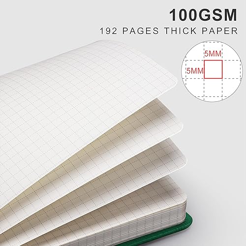 Miniatura 4 de EMSHOI Cuaderno de papel cuadriculado de 8.5 x 11 pulgadas, 192 páginas de tapa dura para trabajo, papel cuadriculado de 100 GSM, diarios grandes de