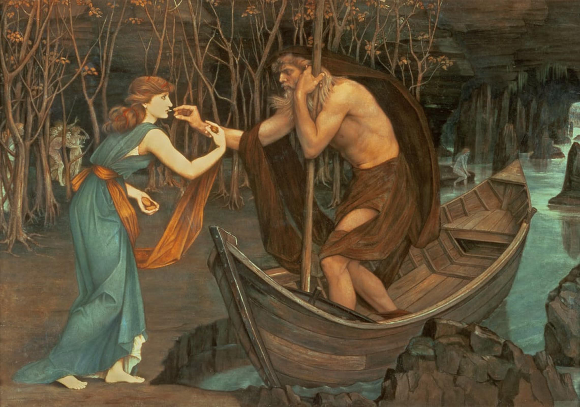 SERENDIPITP Vintage Picture Print on Canvas Wall Art Poster Charon and Psyche by Roddam Spencer Stanhope Artwork Print Poster for Wall Decor 60x90cm