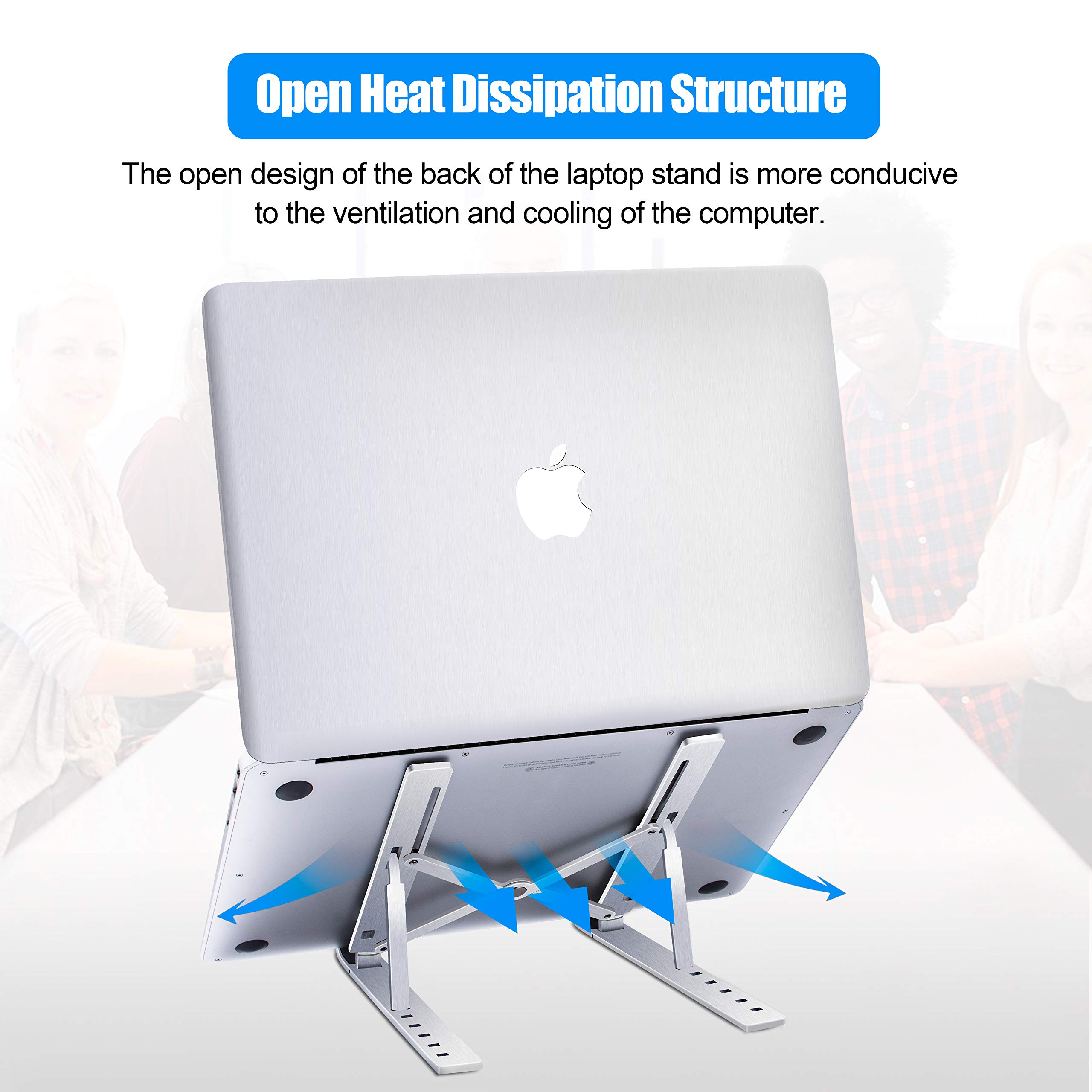 Miuzei Adjustable Aluminum Laptop Stand – Portable, Foldable, 6 Height Settings, Fits 8-15.6" Laptops & Tablets