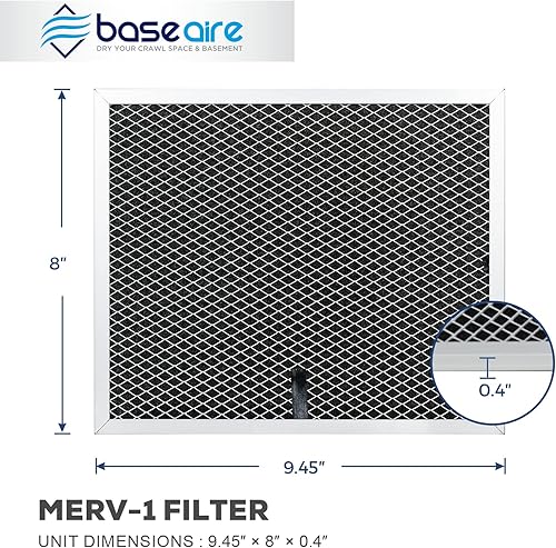 Miniatura 5 de BASEAIRE MERV-1 4 paquetes para deshumidificador de espacio de arrastre AirWerx 35P