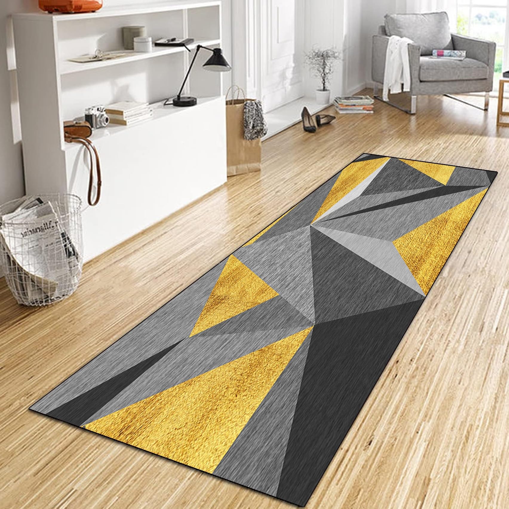 Alfombra de pasillo para sala y dormitorio: alfombras vintage lavables de 100 x 120 cm