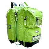 Kemp USA Ultimate EMS Backpack For EMS - Emergency Supplies - EMT Bag Fits BLS/ALS Equipment and D Tank Oxygen Cylinder - Premium Fluid Resistant Tarpaulin Fabric (Neon Green)