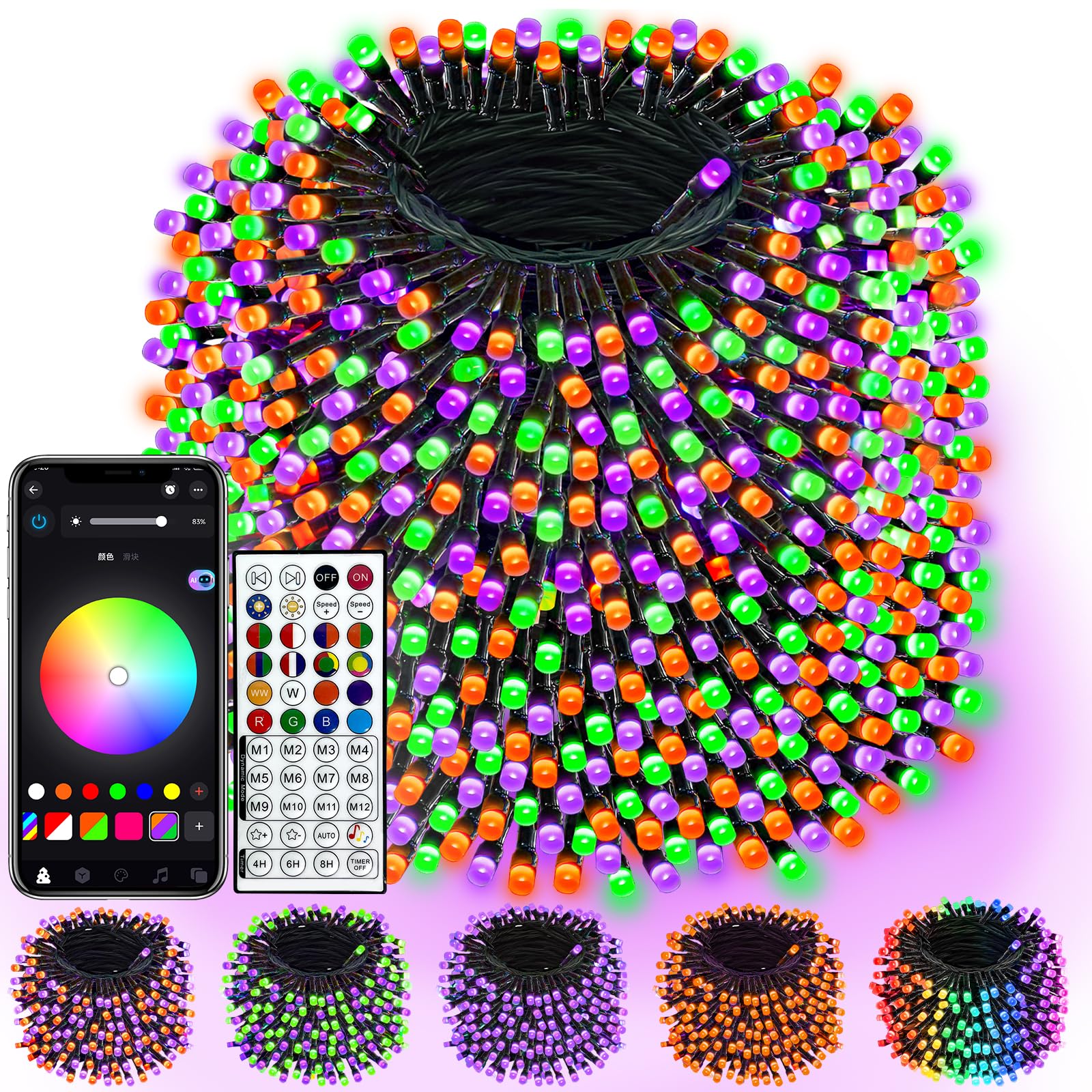 1000LED Smart RGB Color Changing String Lights 341FT Halloween Lights App