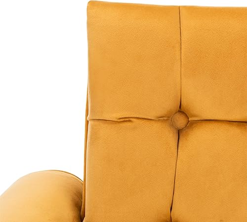 Miniatura 9 de Safavieh Inicio Amaris Retro Glam Caléndula Terciopelo y Negro Copetudo Accent Silla Caléndula / Negro,Shale / Negro,Azul