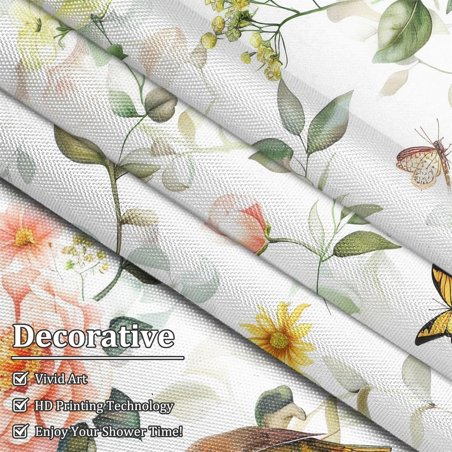 Renaiss 72 x 78 Inch Spring Hummingbird Shower Curtain for Bathroom Floral Bird Shower Curtains Flower Butterfly Shower Curtain Home Bathtub Decor with 12 Hooks Washable Durable Polyester Fabric
