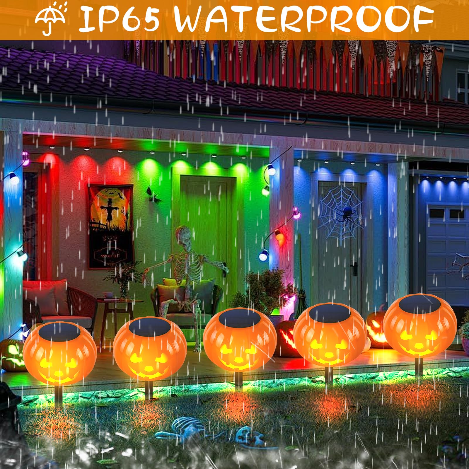 Solar Halloween Kürbis-Licht - Wetterfeste Gartenbeleuchtung