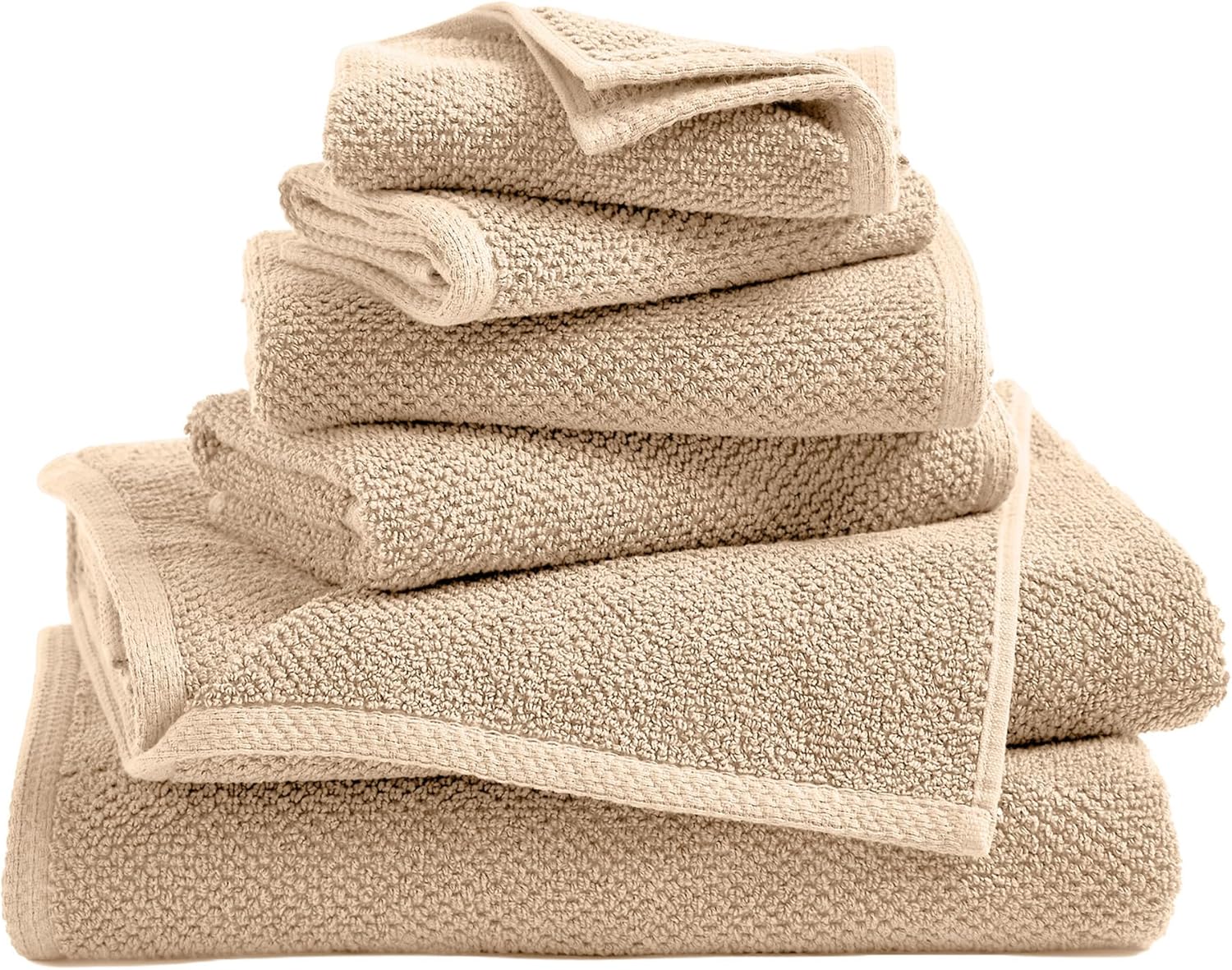 Great Bay Home 100% Cotton 6 Piece Towel Set - Absorbent, Quick-Drying, Durable Bath Towels for Bathroom Decor - Low-Twist, Two-Ply Fibers (Taupe)