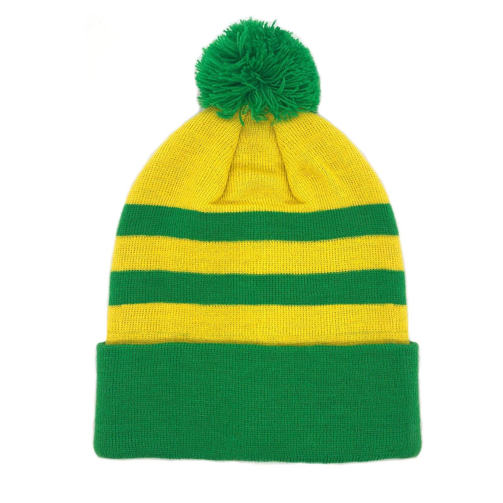 fan originals Retro Football Bobble Hat in Newton Heath Colours Yellow Green
