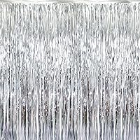 Vista 63 de GOER - Cortinas de tiras metálicas/oropel para fiestas, telón de fondo para fotos, cumpleaños, graduaciones, Año Nuevo, bodas, de 3.2 x 9.8 pies