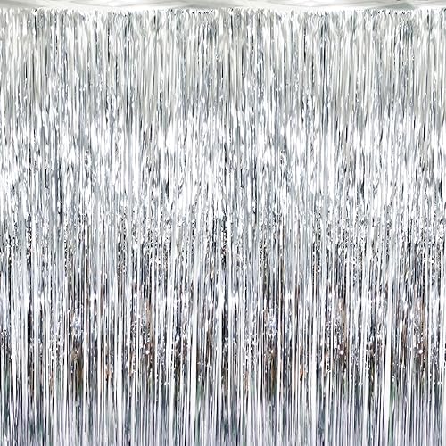 Miniatura 63 de GOER - Cortinas de tiras metálicas/oropel para fiestas, telón de fondo para fotos, Halloween, cumpleaños, graduaciones, Año Nuevo, decoración
