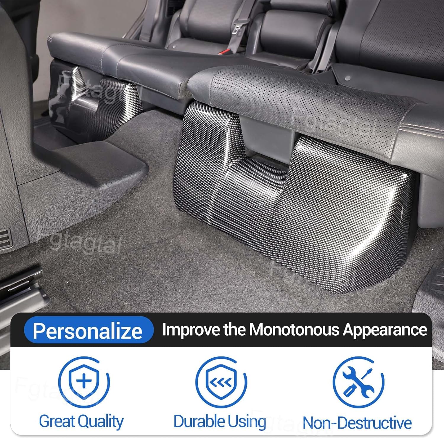 Car Rear Row Under Seat Anti Kick Trim Panel Fit for Toyota Land Cruiser Prado 250 J250 LC250 2024 2025, Second Row Under Seat Protective Panel Trim,for Five Seater Version, 2PCS