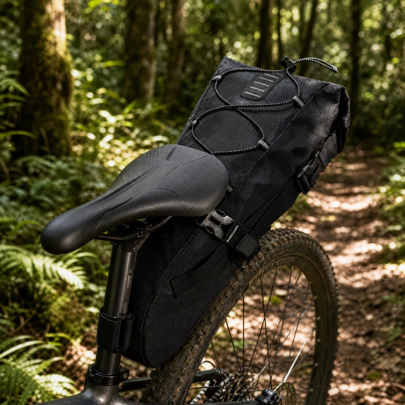 Harilla Bolsa Sillín con Cierre Enrollable Ajustable Bolsa Asiento Bicicleta con Hebillas Ajustables Portátil para Cicli