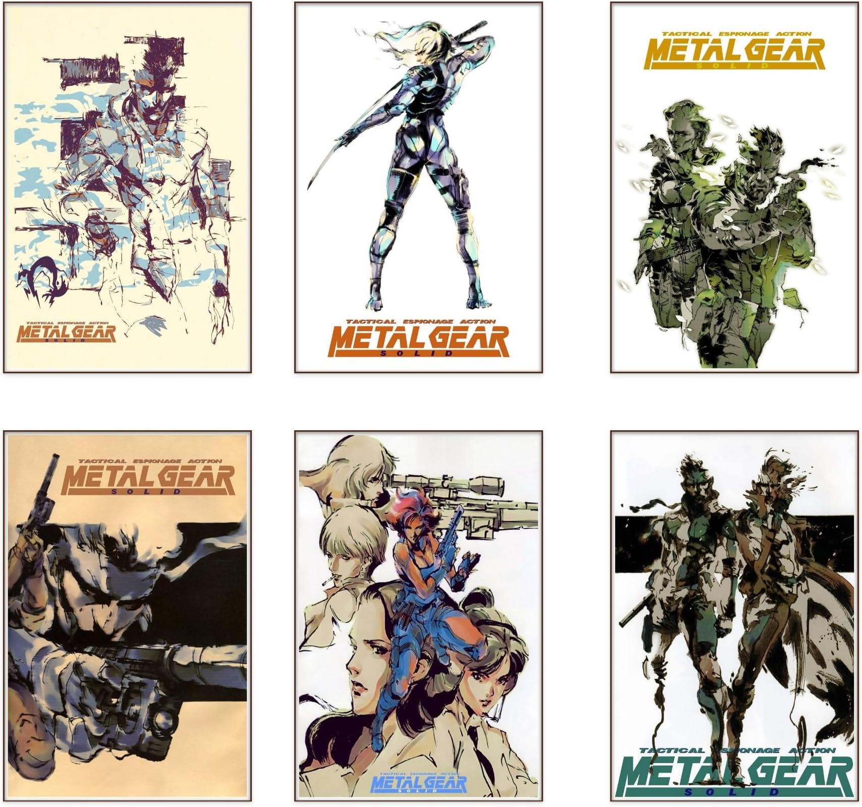 Ouroboros Art & Design - MGS - Metal Gear Solid Poster - Solid Snake - Liquid Snake - Meryl Silver Roses - 6 Sheets - 8x12 Inches - Unframed
